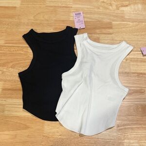 Wild Fable Black and White Ribbed Tank Tops